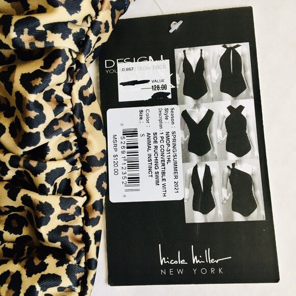 Nicole Miller One Piece Animal Print Swimsuit Size Small Wear It 6 Ways - Picture 6 of 10